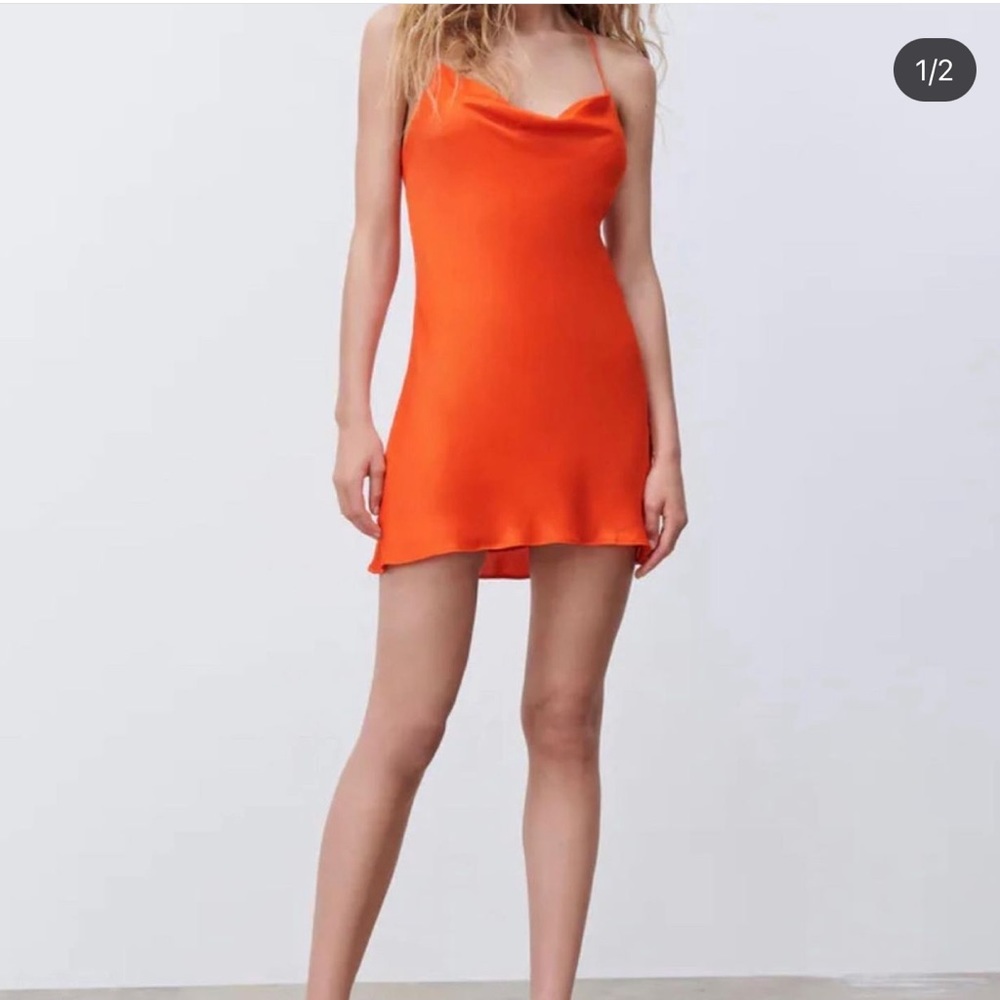 Zara mini satin effect slip dress